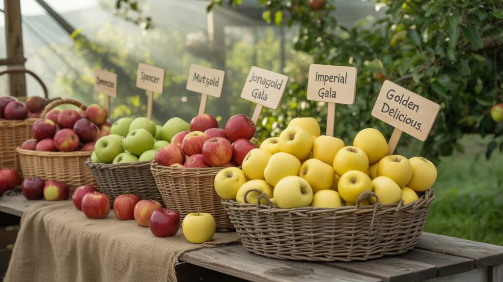 variedades de manzana fuji: Red Delicious y Ralls Janet