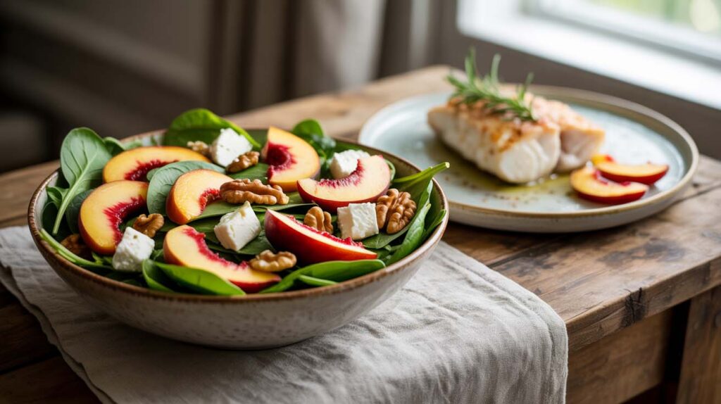 Consumo natural y en ensaladas del melocoton rojo