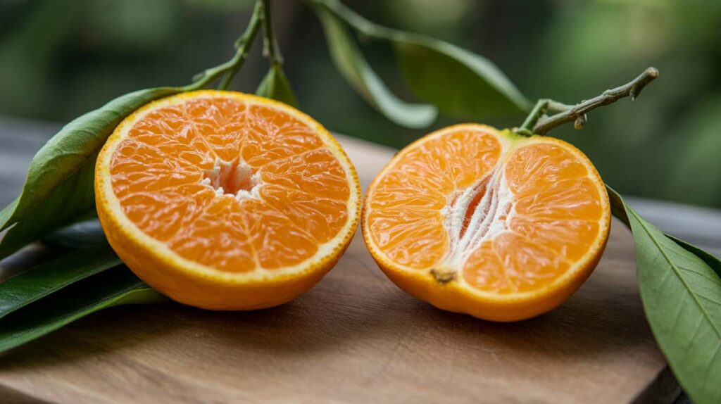 Comparacion de tamaño y forma de la mandarina clementina