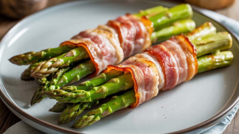 esparragos verdes a la plancha | envueltos en bacon
